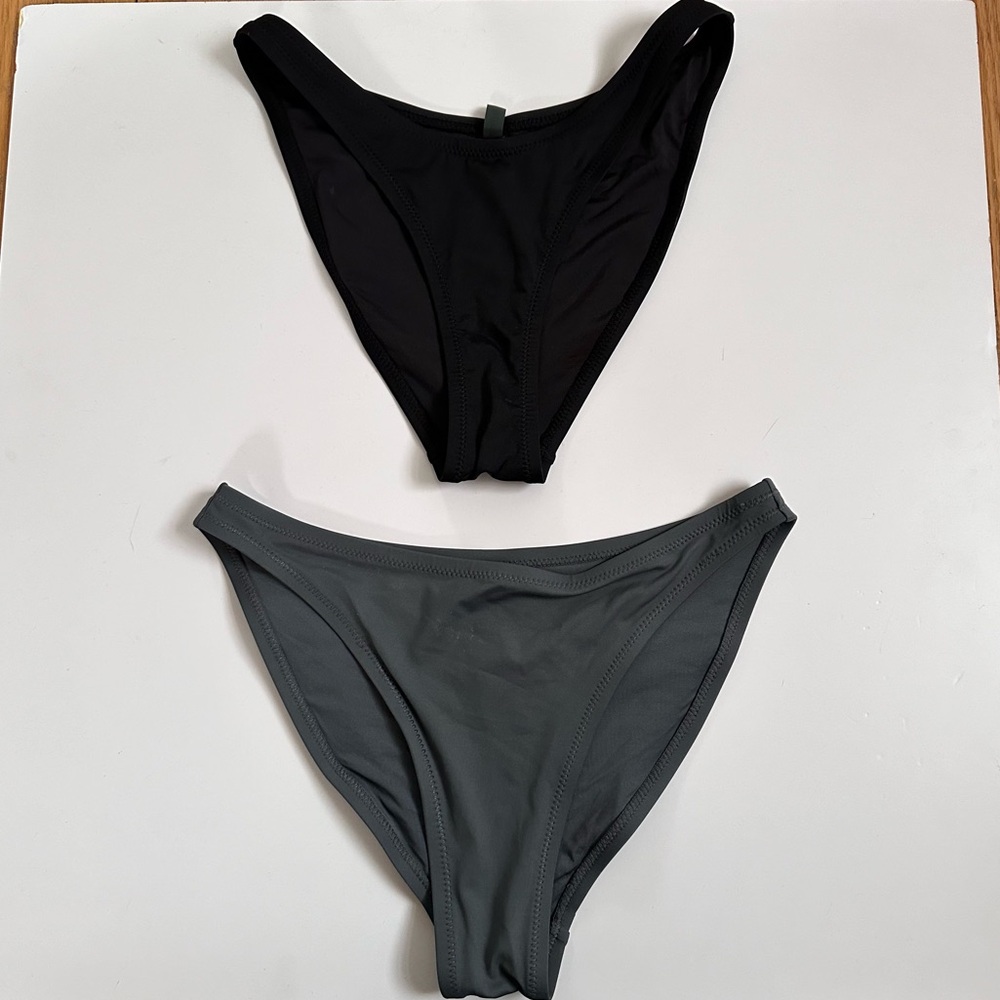 SKIMS swim bottoms (black and gray)